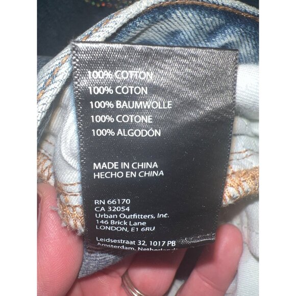 BDG Urban Outfitters 90s Bootcut Jeans Size 28 Rhinestone Embellished Denim - Picture 6 of 11